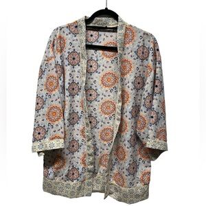 George cream orange blue printed bohemian kimono cardigan size 12/14 coverup